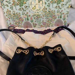 Tory Burch leather backpack with gold chain - duster bag included - like new!!!